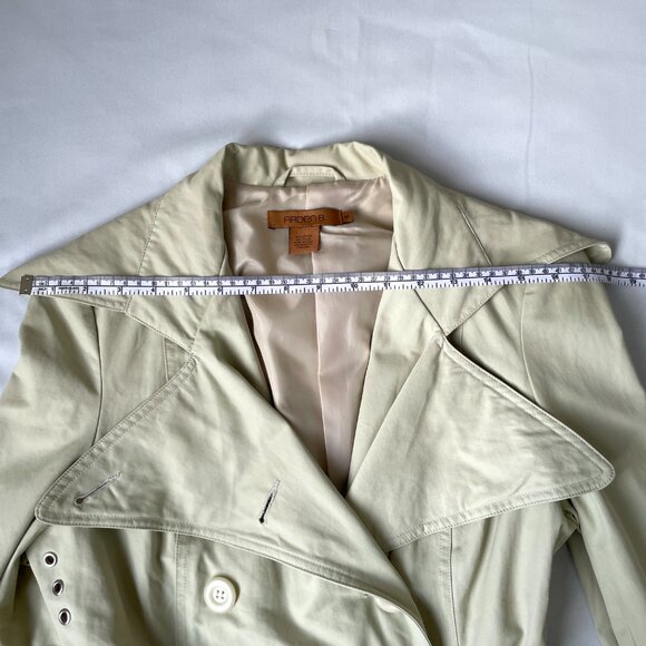 Arden B. Women Beige Belted Buttoned Trench Coat Jacket, Size Medium (Flaw) - Picture 8 of 15